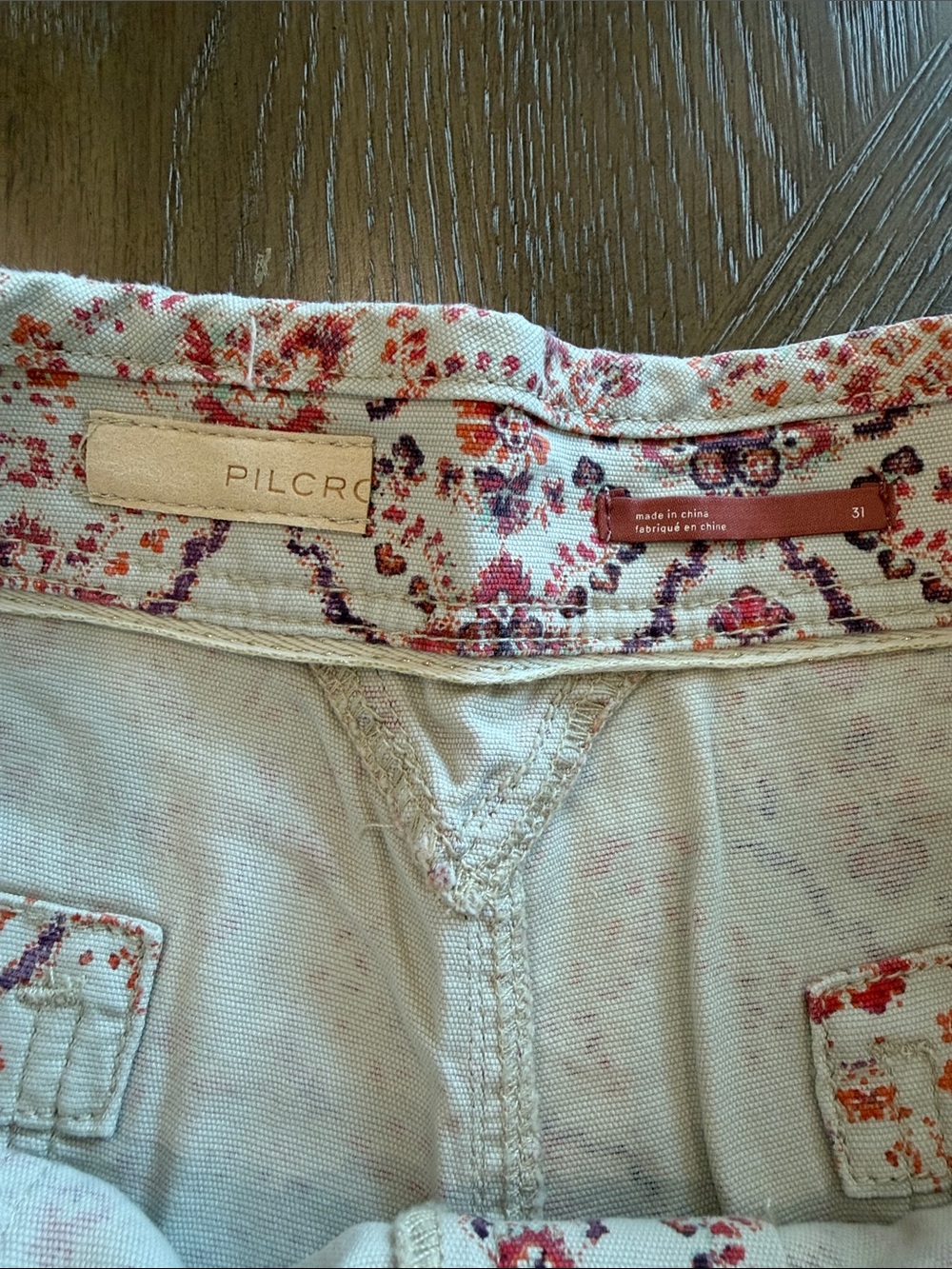 Anthropologie Pink Floral Button-Front Jean Shorts - Picture 5 of 10